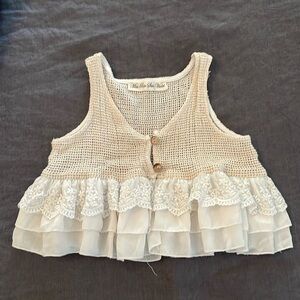 Miss Rose Sister Violet Vest top whimsical cropped 3 4 5 girl cream fairy girl